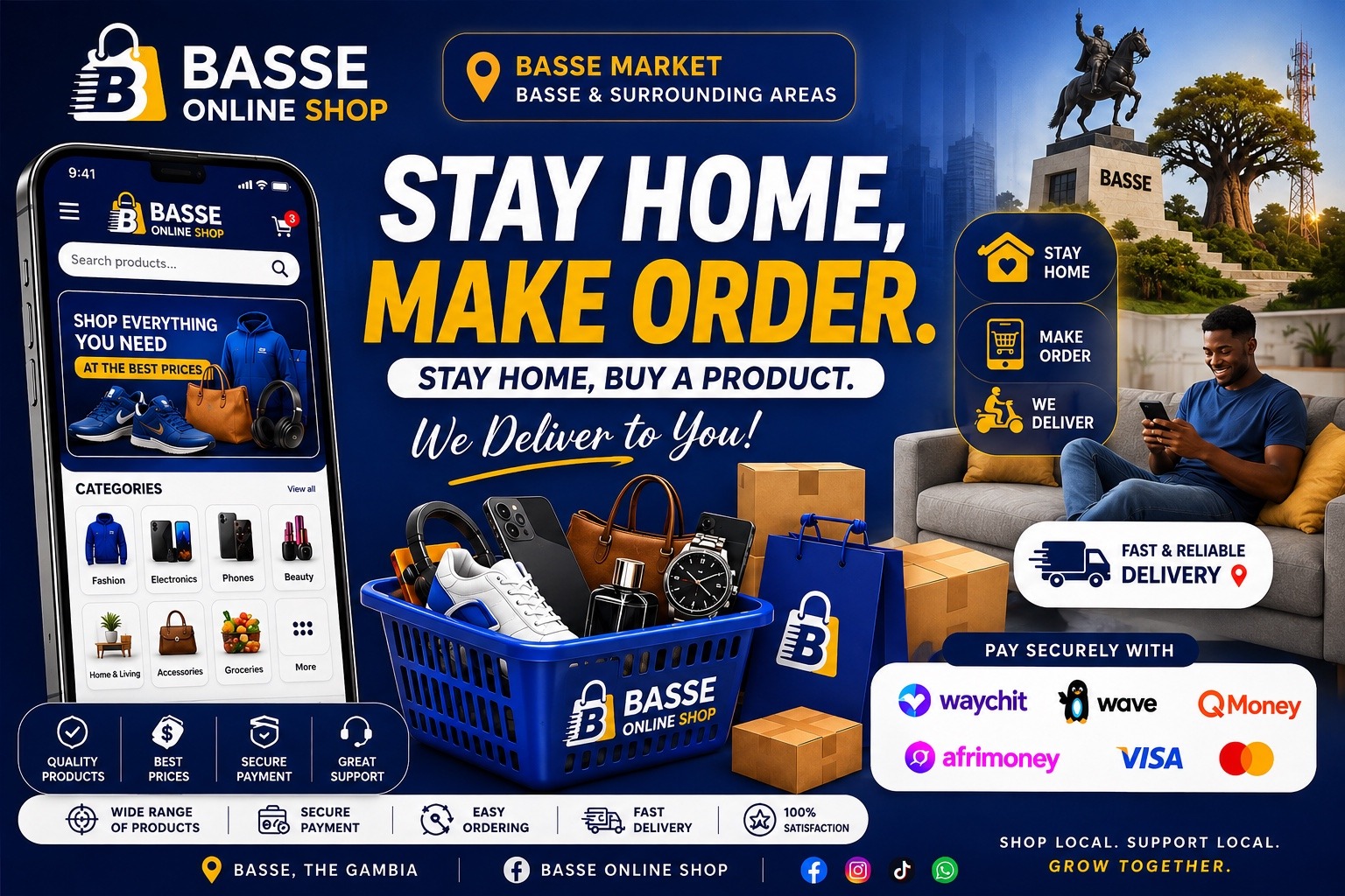 BASSE Marketplace — Stay home, make order, shop local and get delivery